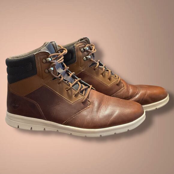 Men's Sz 12 TIMBERLAND Graydon Brown Leather Sneaker Boot Excellent Condition - Picture 2 of 13